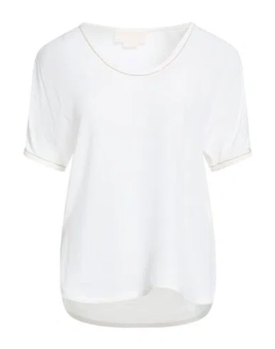 Genny Woman Top White Size 4 Acetate, Silk