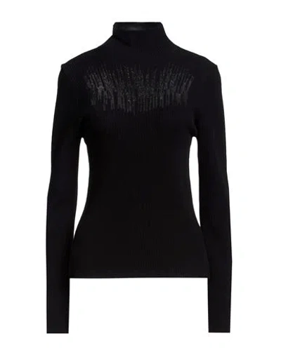 Genny Woman Turtleneck Black Size 10 Virgin Wool, Viscose, Polyester, Polyamide In Blue
