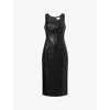 Genny Womens Black Sequin Sleeveless Tweed Mini Dress In Black