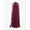 Genny Womens Rhododendron Halter-neck Sleeveless Chiffon Gown In Red