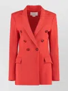 Genny Wool Blazer With Double-breasted Button Detailing In Red