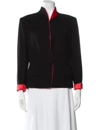 Pre-owned Genny Wool Colorblock Pattern Bomber Jacket In Black