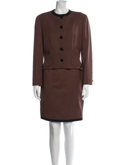 Pre-owned Genny Wool Dress Set In Brown