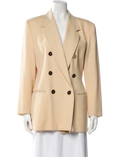 Pre-owned Genny Wool Peacoat In Neutrals