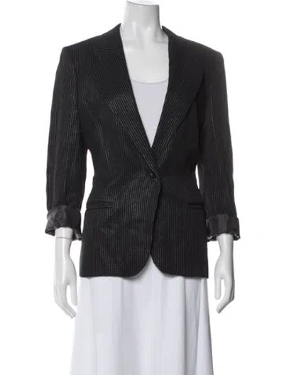 Pre-owned Genny Wool Striped Blazer In Black