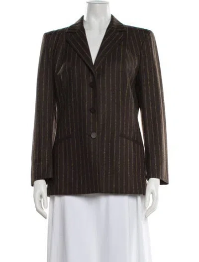 Pre-owned Genny Wool Striped Blazer In Brown