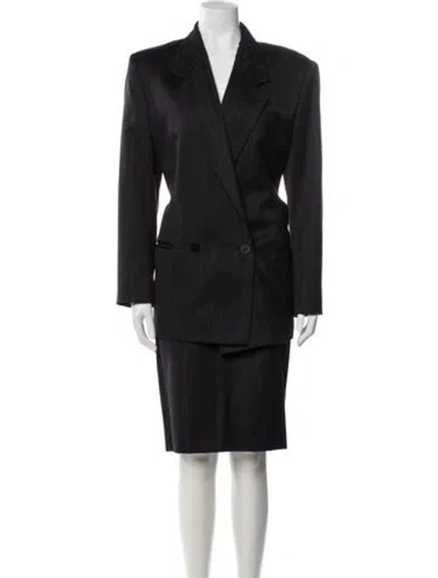 Pre-owned Genny Wool Striped Skirt Suit In Black