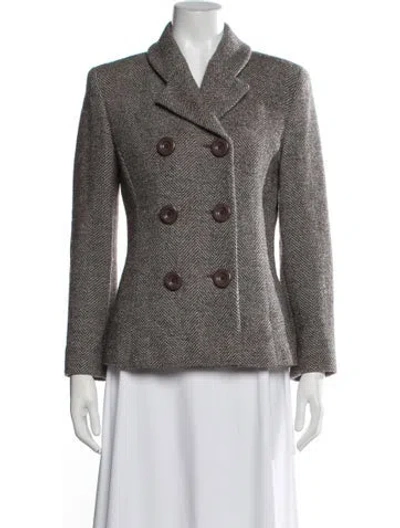 Pre-owned Genny Wool Tweed Pattern Blazer In Brown