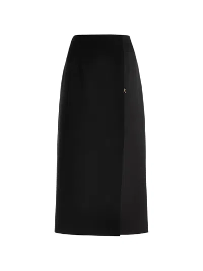 Genny Wrap-style Logo-plaque Midi Skirt In Burgundy