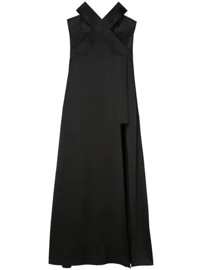 Genny X-embellished Long Dress In Black
