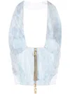 Genny Zip-up Halterneck Top In Blue