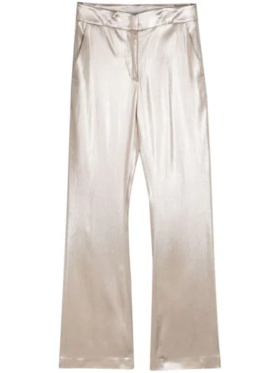 Genny Lamé Flared Trousers In White