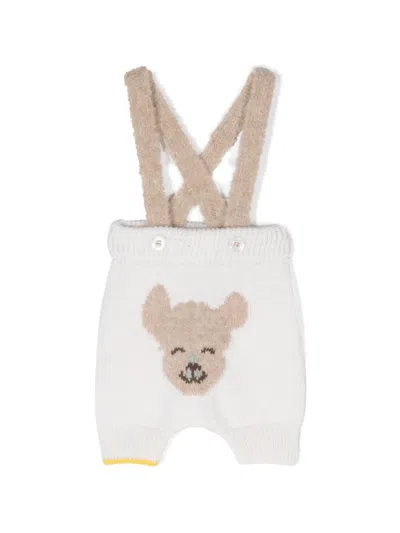 Gensami Babies' Alpachino Patterned Intarsia-knit Dungarees In Neutrals