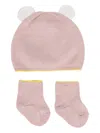 Gensami Bear-ear Wool Hat Sock Set In Pink