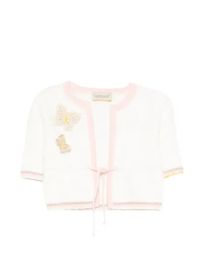 Gensami Babies' Butterfly-detail Cardigan In White