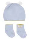 Gensami Ear-flap Wool Hat Set In Blue