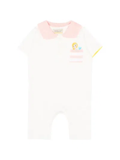 Gensami Babies' Embroidered-mermaid Romper In Neutral