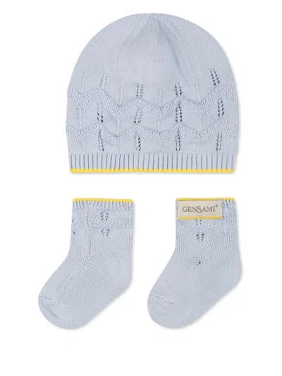 Gensami Babies' Happy Zigzag Beanie Hat Set In Blue