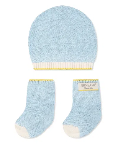 Gensami Babies' Happy Zigzag Beanie Hat Set In Blue