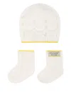 Gensami Happy Zigzag Beanie Hat Set In White