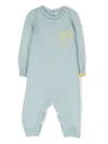 Gensami Heart-embroidered Knitted Romper In Blue