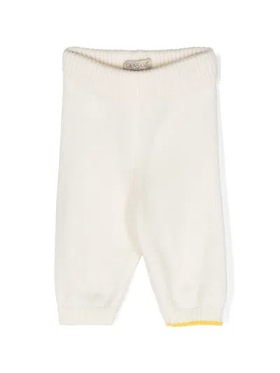 Gensami Babies' Knitted Elastic-waist Track Pants In White