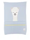 Gensami Llama-intarsia Knitted Blanket In Blue