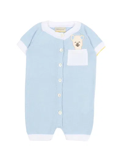 Gensami Babies' Pocket-bear Romper In Blue
