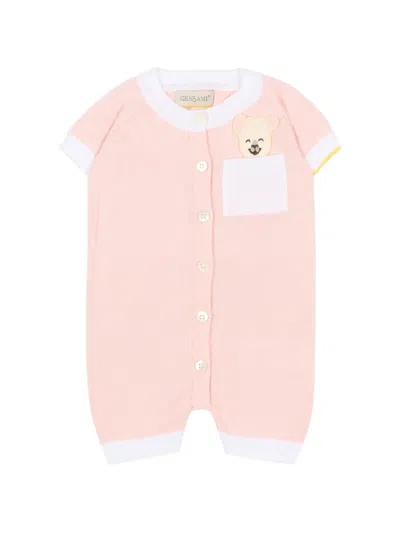 Gensami Babies' Pocket-bear Romper In Pink