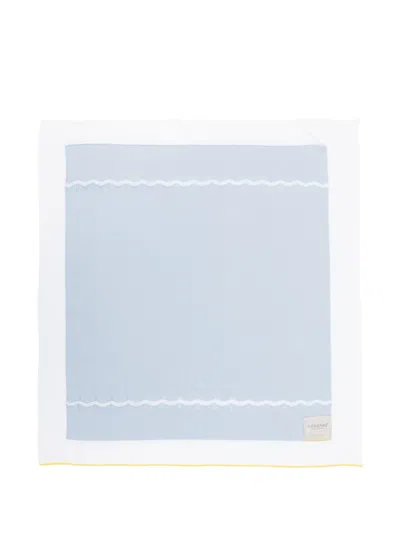 Gensami Pointelle-knit Blanket In Blue