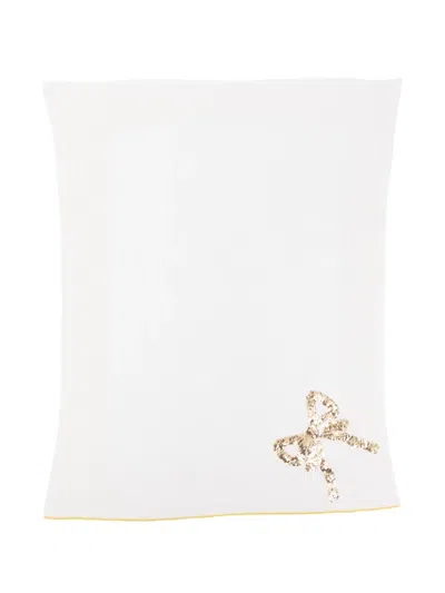 Gensami Sequin-bow Blanket In White