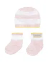 Gensami Striped Beanie Set In Pink