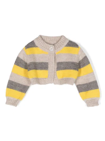 Gensami Babies' Striped Button-up Cardigan In Grey