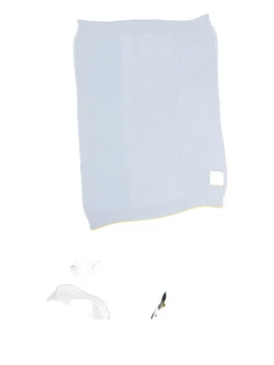 Gensami Textured Merino Wool Baby Blanket In Blue