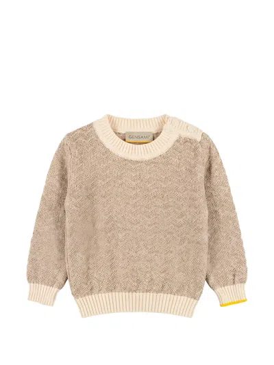 Gensami Babies' Textured-knit Button-fastening Sweater In Neutral