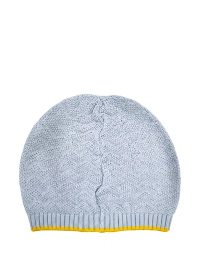 Gensami Babies' Wave-knit Ribbed-trim Beanie Hat In Blue
