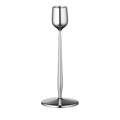 Gense Dorotea Extra-large Steel Candle Holder In Silver