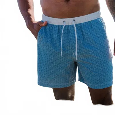 Genteal Marina Performance Swim Trunks In Blue Porthole In White