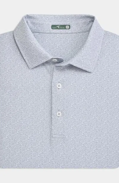 Genteal Men's Antlers Printed Performance Polo In Frost In Gray