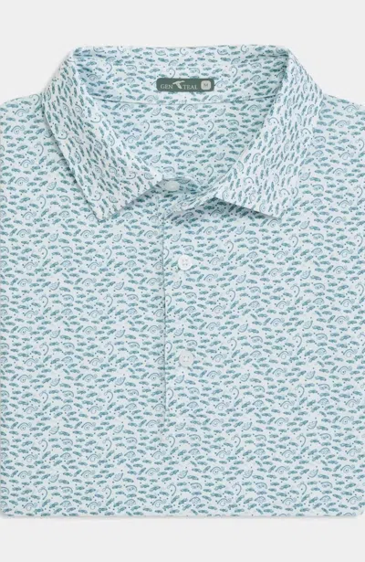 Genteal Men's Catch & Release Printed Polo In Storm Blue