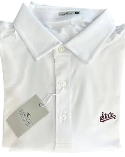 Genteal Men's Msu Solid Performance Polo In White