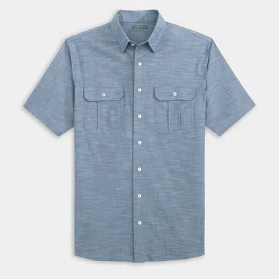 Genteal Men's Parker Cotton Tencel Short Sleeve Sport Shirt In Navy In Multi