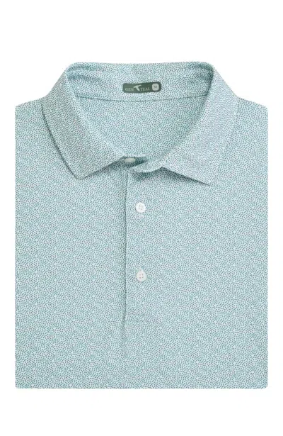 Genteal Men's Rainbow Trout Printed Performance Polo In Bay Leaf In Green