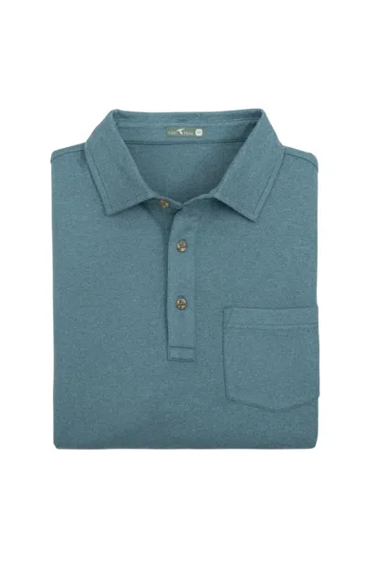 Genteal Men's Wander Long Sleeve Polo In Blue Wander In Metallic