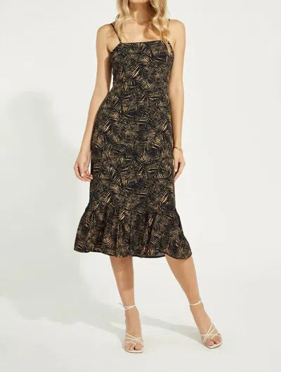 Gentle Fawn Ambrosia Dress In Gold Palm In Black