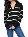 Gentle Fawn Beckett V Neck Sweater In Black Stripe In Black