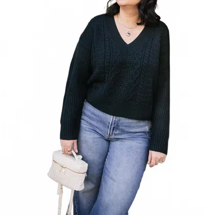 Gentle Fawn Cable Knit Sweater In Deep Teal In Black
