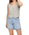 Gentle Fawn Cotton Button Up Vest In Aloe In Gray