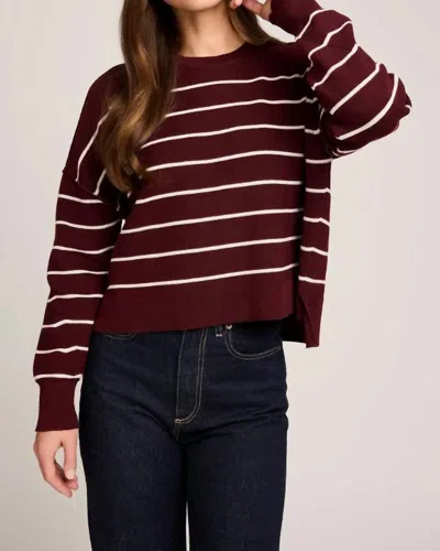 Gentle Fawn Echo Pullover Sweater In Merlot Stripe In Burgundy