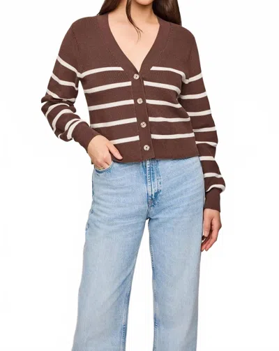 Gentle Fawn Eden Stripe Cardigan In Brown With White In Multi